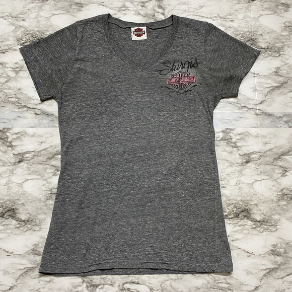 Harley-Davidson Tops - Harley Davidson STURGIS SOUTH DAKOTA Women's T Shirt Size S Gray Chest 16" L 26"